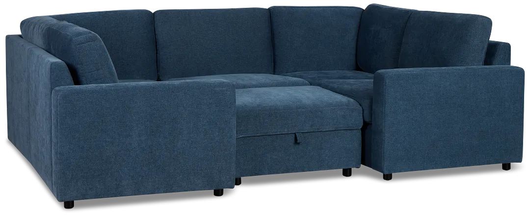 Addie Blue Fabric 6-piece Pit Storage Sectional
