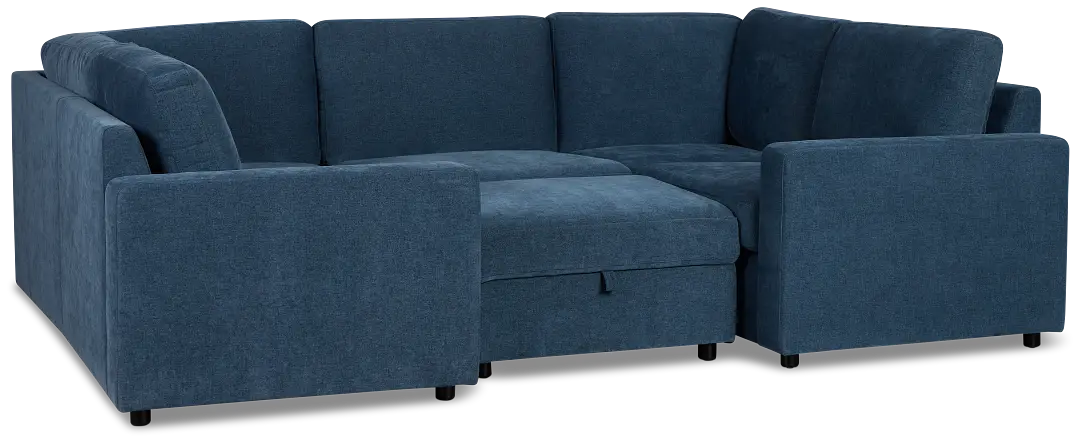 Addie Blue Fabric 6-piece Pit Storage Sectional Addie Blue Fabric 6-piece Pit Storage Sectional