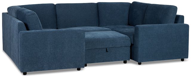 Addie Blue Fabric 6-piece Pit Storage Sectional