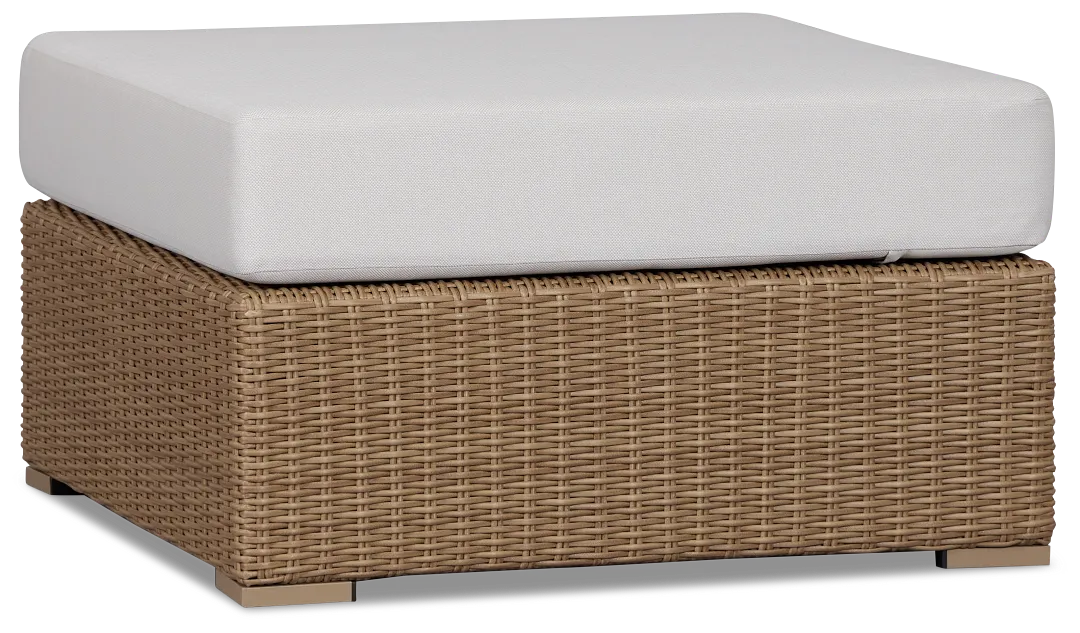 Montecito Light Tone Large Ottoman With Light Beige Cushions
