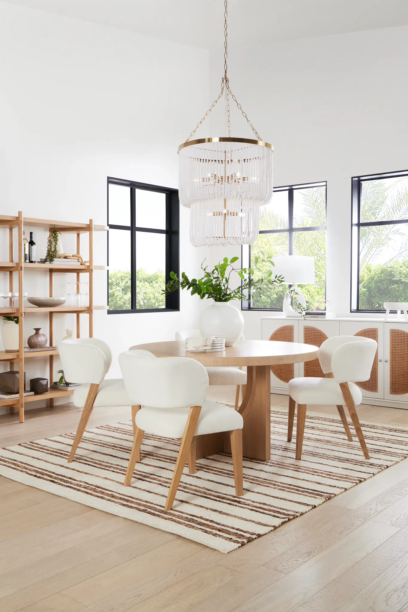 Malibu Light Tone Round Table & 4 Upholstered Chairs Malibu Light Tone Round Table & 4 Upholstered Chairs