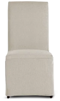 Harbor Light Beige Long Slipcover Chair With Dark-tone Leg