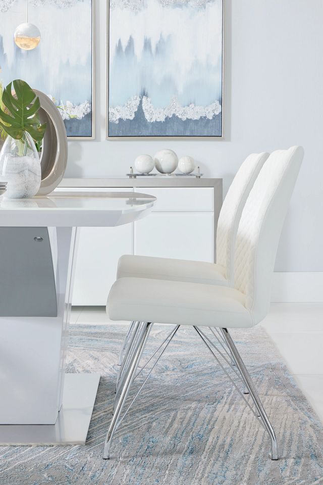 Lima White Upholstered Side Chair