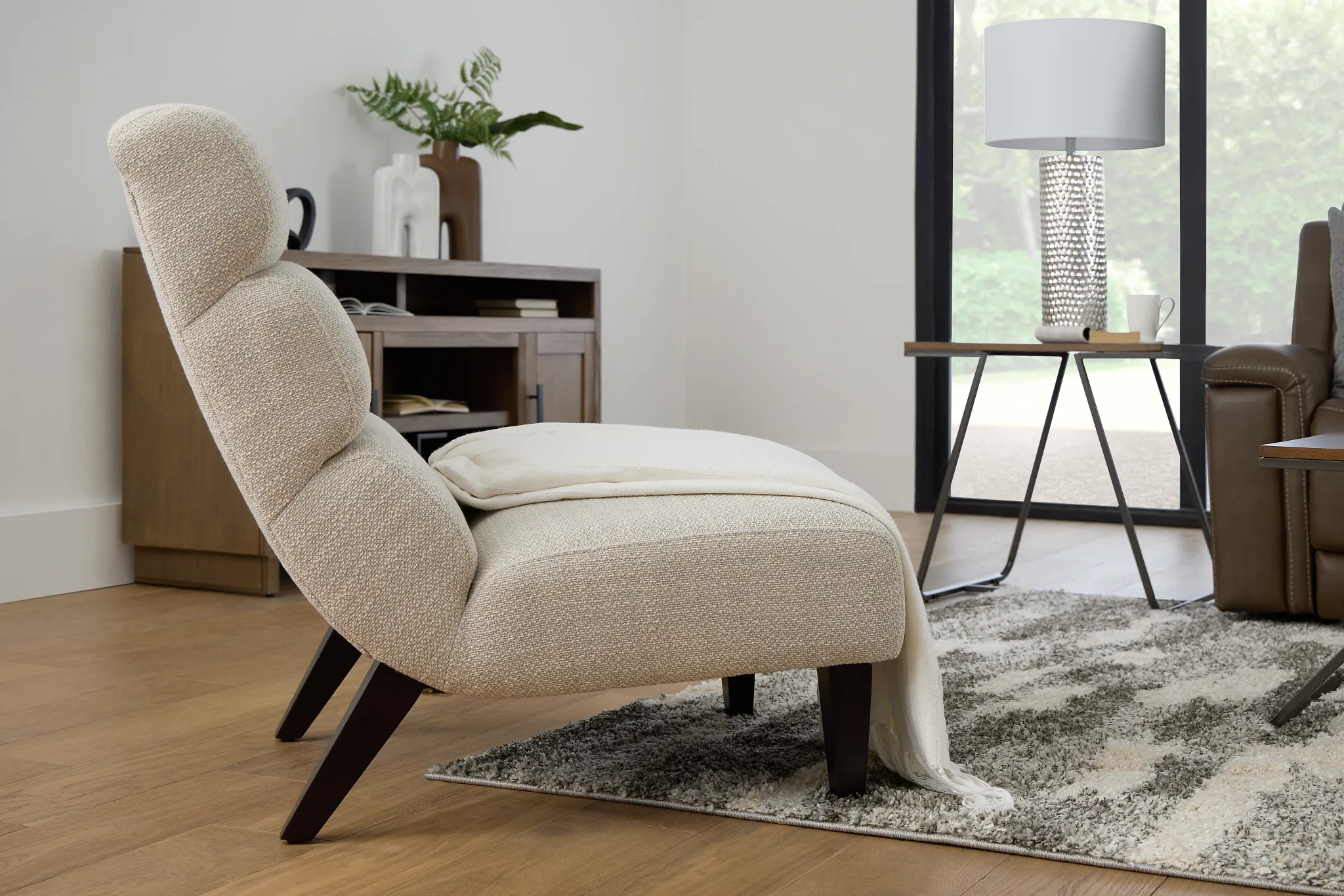 Emily Beige Fabric Accent Chair