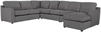 Asheville Gray Fabric Right Chaise Memory Foam Sleeper Sectional