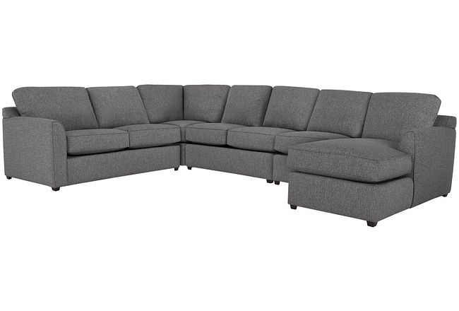 Asheville Gray Fabric Right Chaise Memory Foam Sleeper Sectional