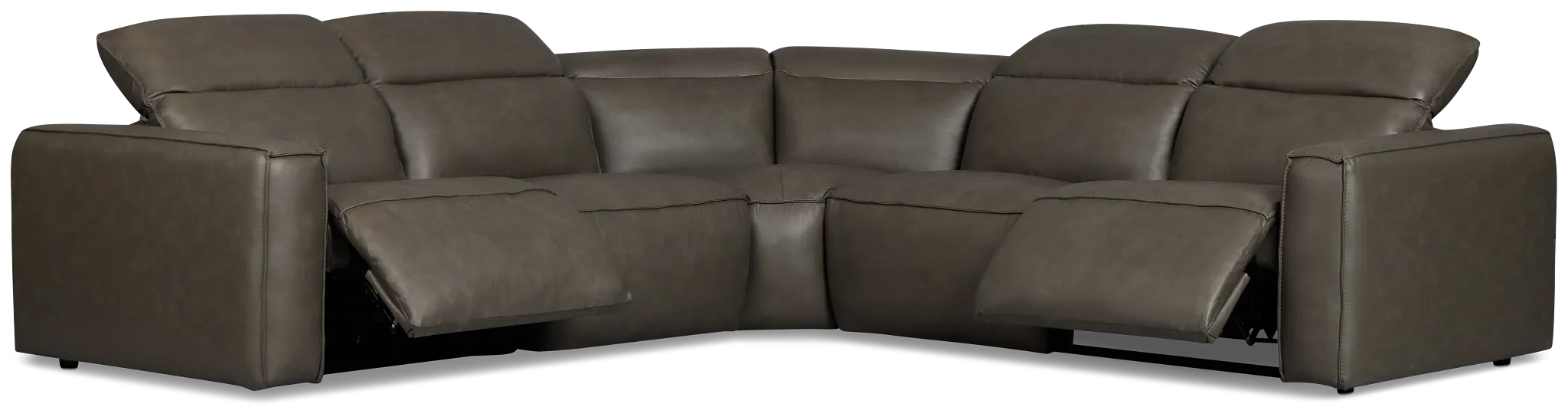Ryland Dark Gray Lthr/vinyl Small Two-arm Power Reclining Sectional