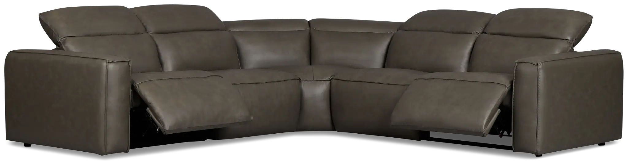 Ryland Dark Gray Lthr/vinyl Small Two-arm Power Reclining Sectional Ryland Dark Gray Lthr/vinyl Small Two-arm Power Reclining Sectional