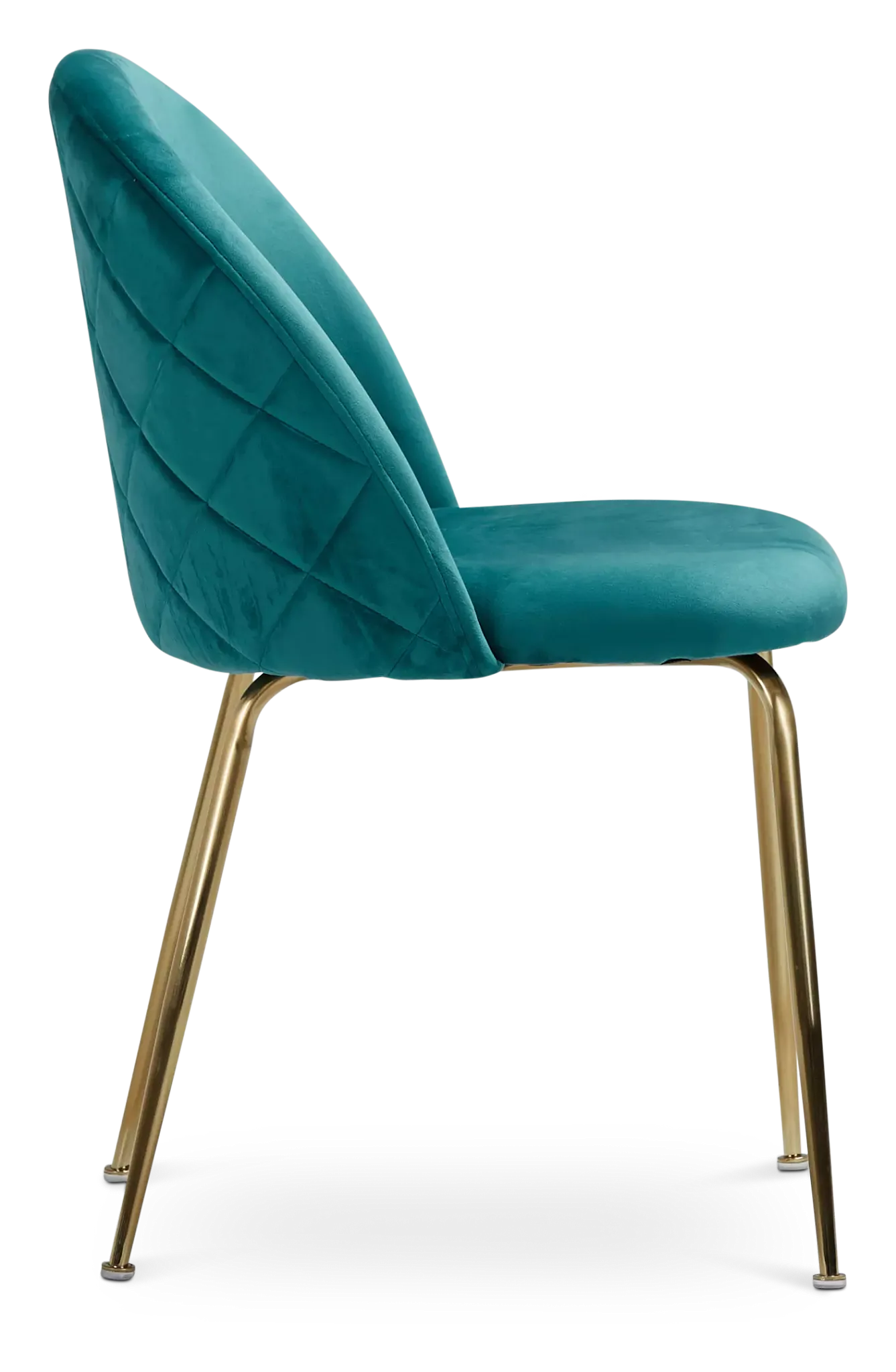 Capri Dark Teal Velvet Upholstered Side Chair W/ Gold Legs
