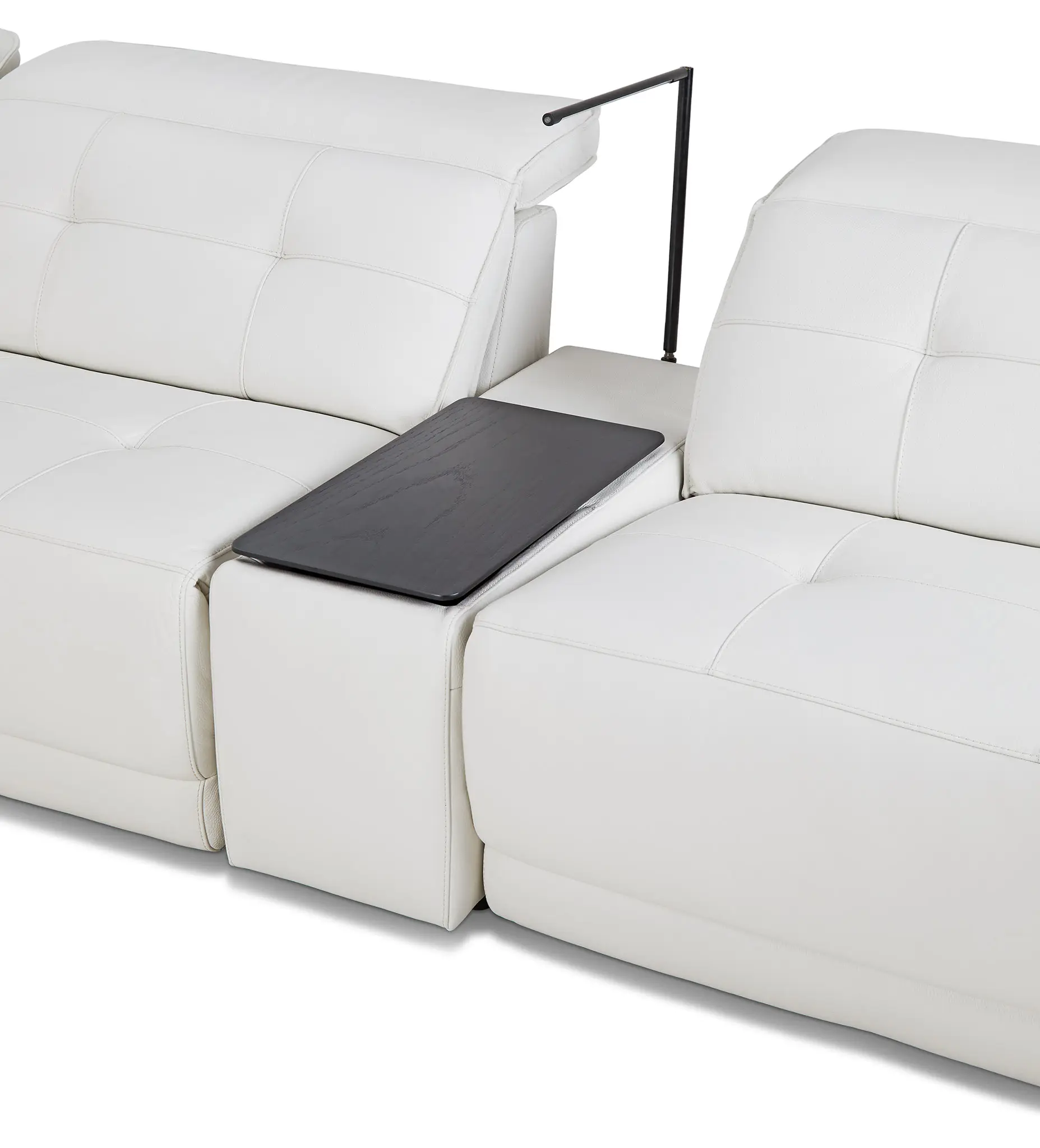 Reva White Leather Medium Triple Power 2-arm Sectional Reva White Leather Medium Triple Power 2-arm Sectional