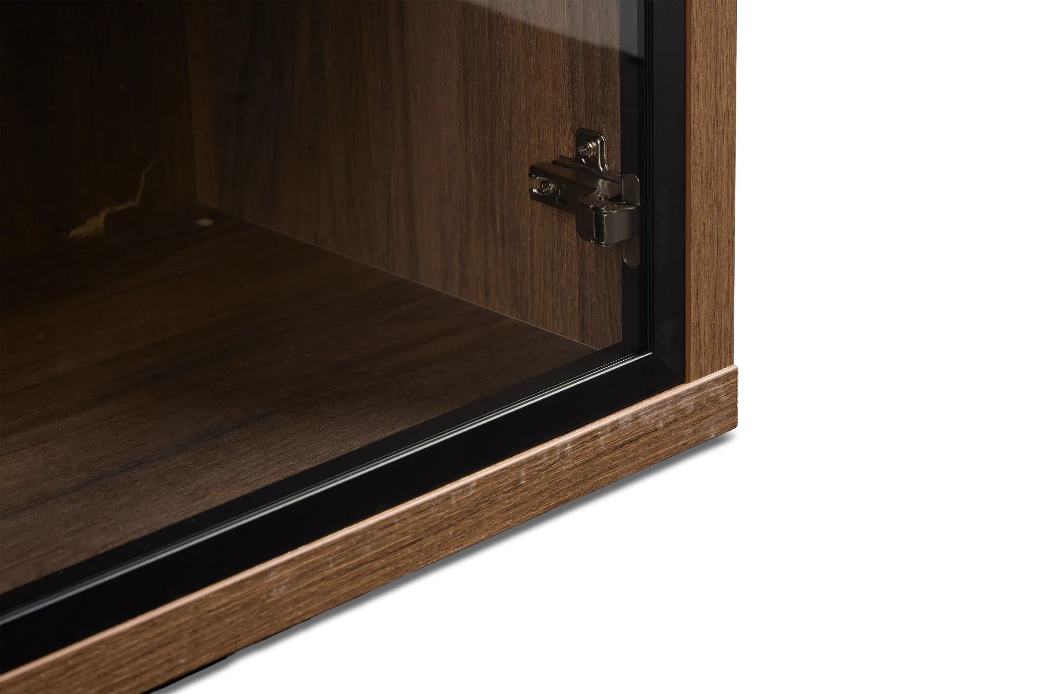 Trento Mid Tone Glass Small Door Bookcase Wall