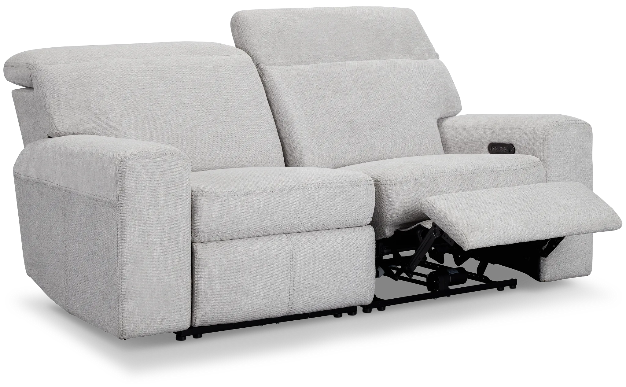 Callum Light Gray Fabric 2-piece Modular Power Reclining Sofa