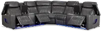 Nova Dark Gray Lthr/vinyl Medium 2-arm Triple Power Massage Sectional