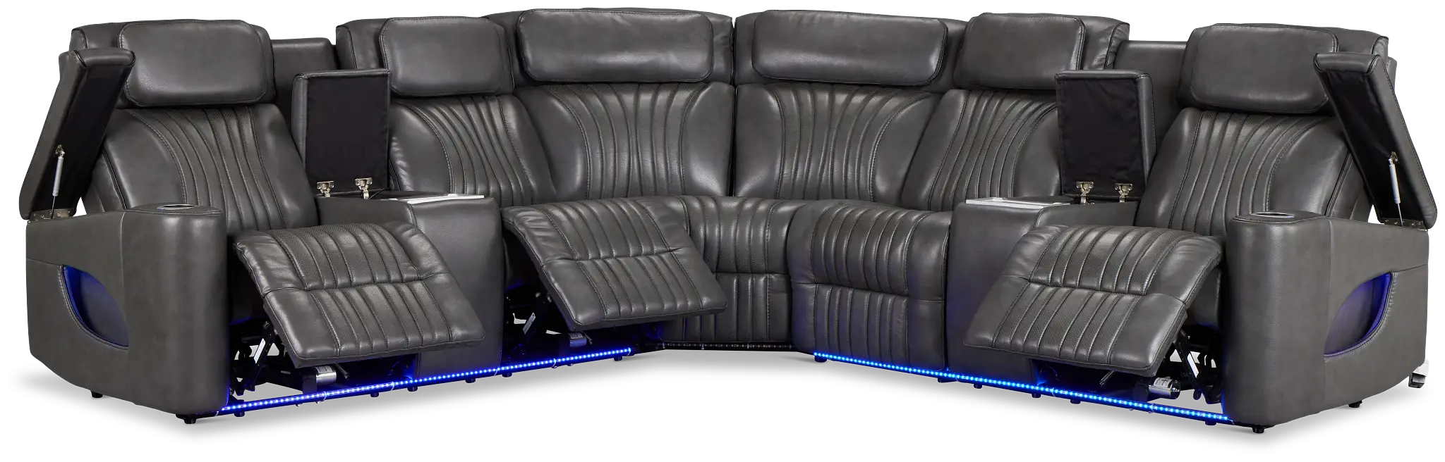 Nova Dark Gray Lthr/vinyl Medium 2-arm Triple Power Massage Sectional Nova Dark Gray Lthr/vinyl Medium 2-arm Triple Power Massage Sectional