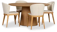 Nomad Light Tone 59" Round Table &4 Light Beige Chairs W/light Tone Leg