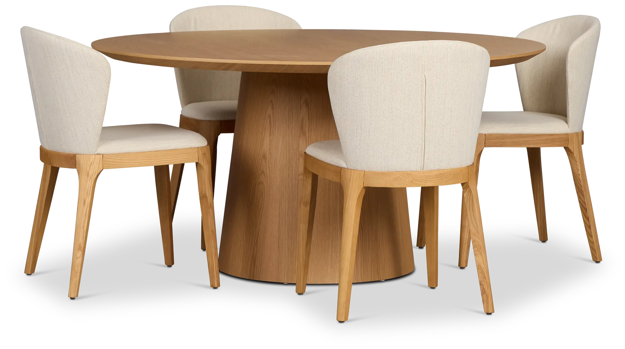 Nomad Light Tone 59" Round Table &4 Light Beige Chairs W/light Tone Leg Nomad Light Tone 59" Round Table &4 Light Beige Chairs W/light Tone Leg