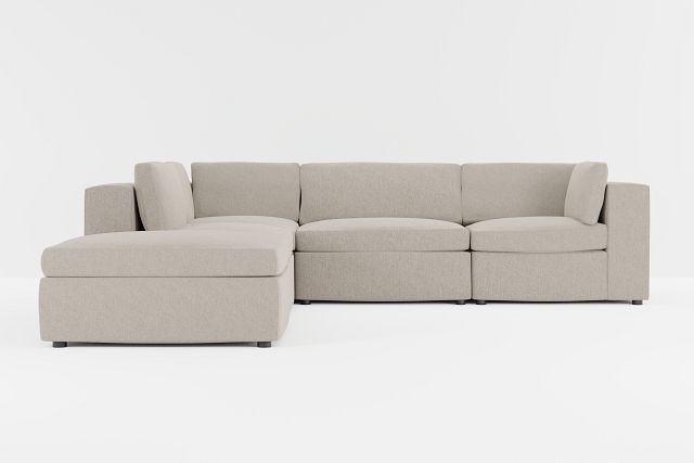 Destin Elevation Khaki Fabric 5pc Bumper Sectional