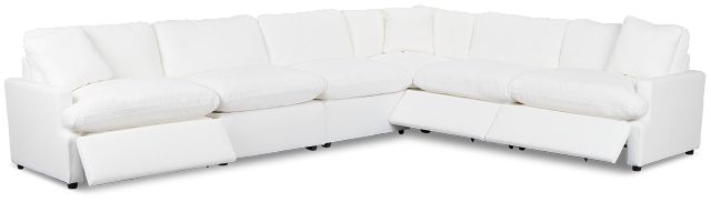 Skye White Fabric Medium Triple Power 2-arm Sectional