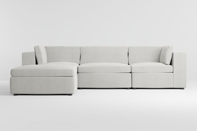 Destin Maguire Ivory Fabric 4-piece Bumper Sectional