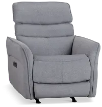 Preston Gray Fabric Power Recliner With Heat And Massage