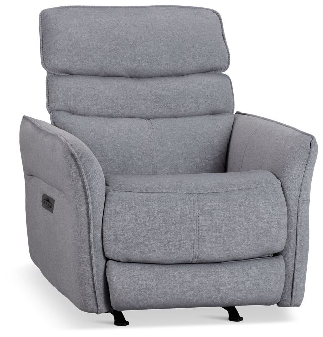 Preston Gray Fabric Power Recliner With Heat And Massage