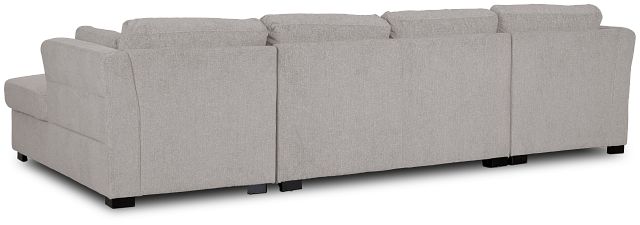 Amber Light Gray Fabric Double Chaise Sleeper Storage Sectional