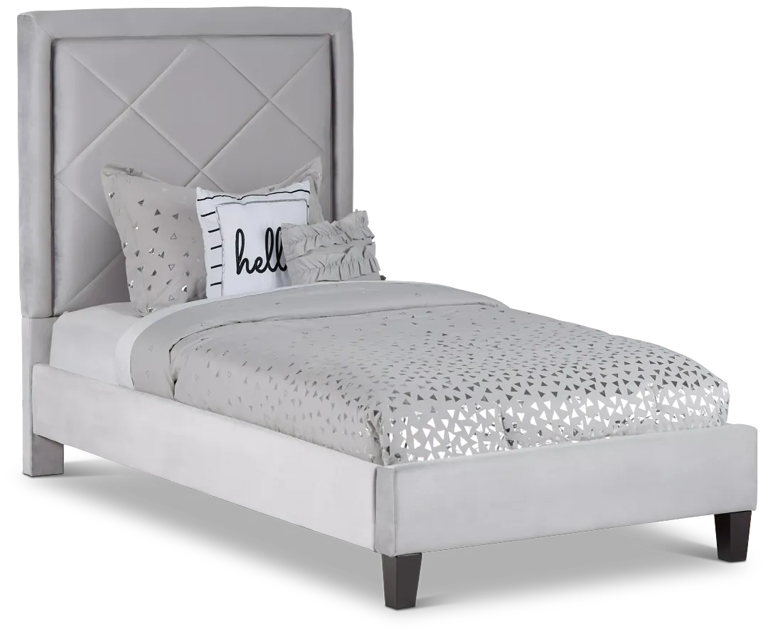 Collin Dark Gray Velvet Platform Bed