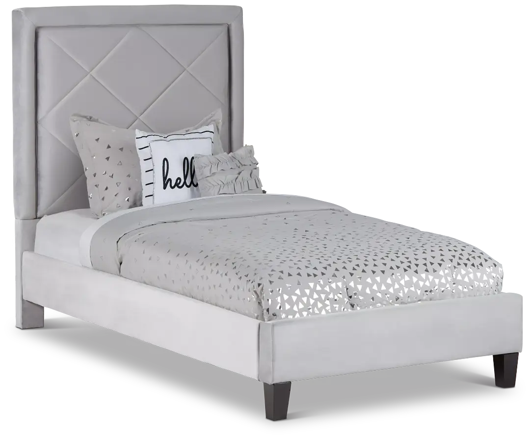 Collin Dark Gray Velvet Platform Bed Collin Dark Gray Velvet Platform Bed