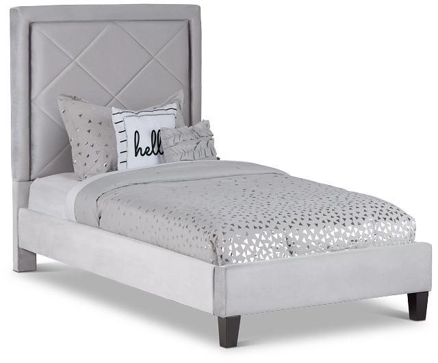 Collin Dark Gray Velvet Platform Bed