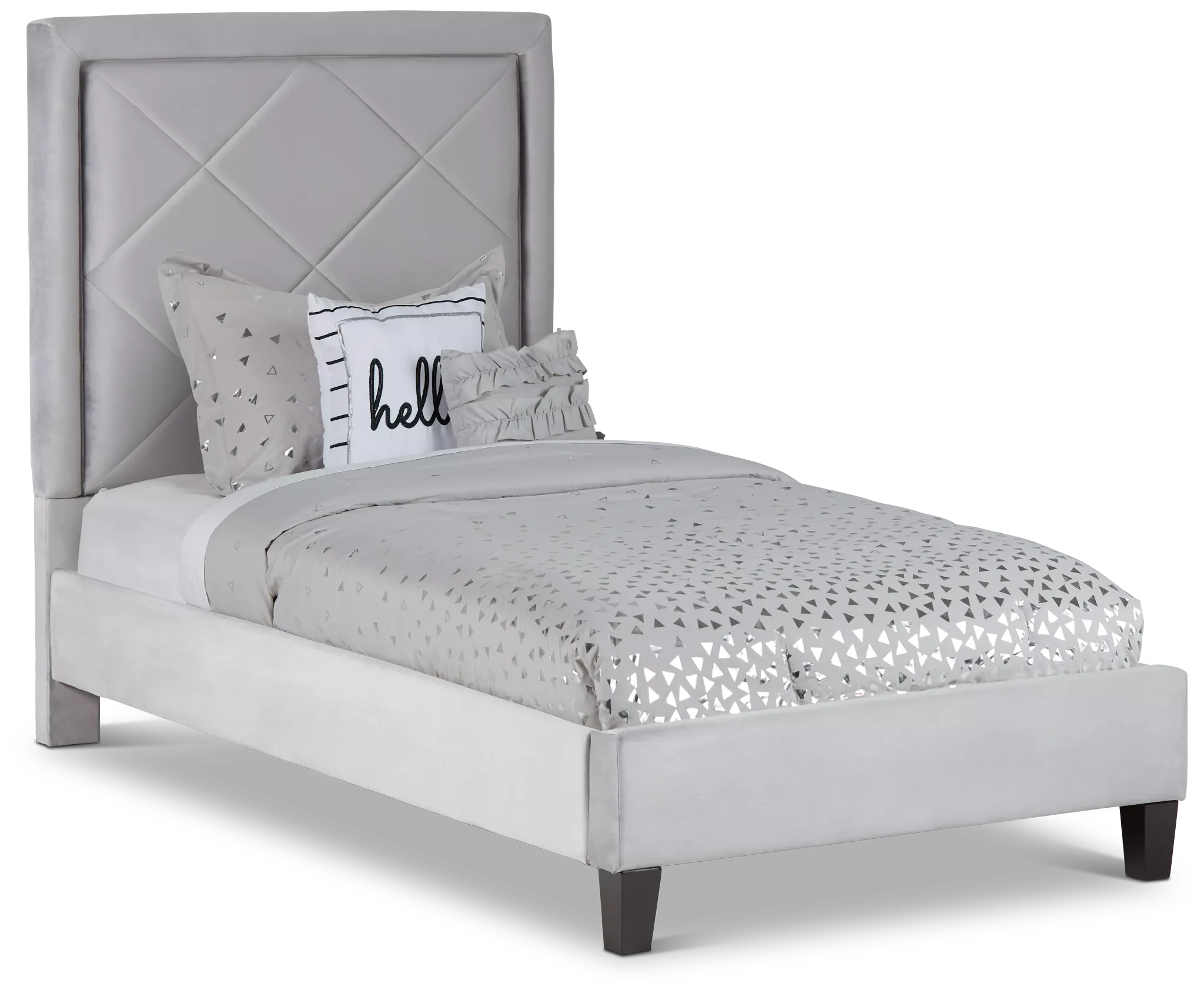 Collin Dark Gray Velvet Platform Bed