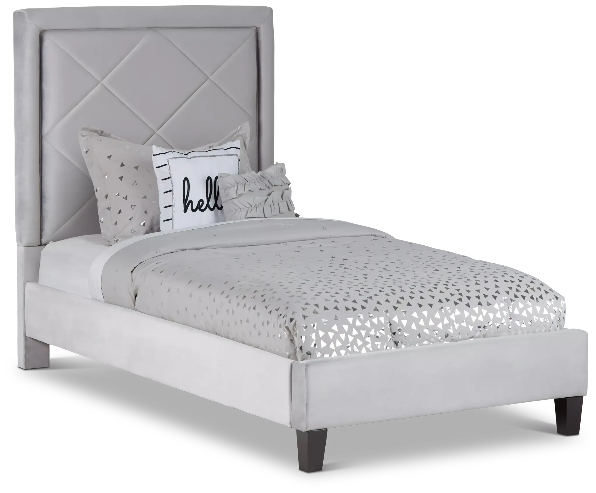 Collin Dark Gray Velvet Platform Bed Collin Dark Gray Velvet Platform Bed