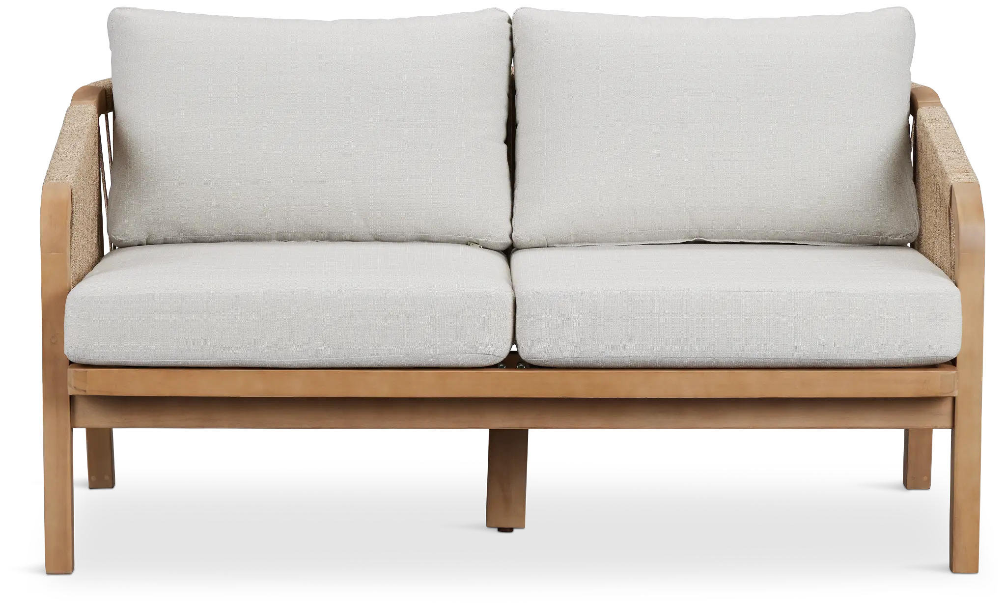 Laguna Light Tone Loveseat With Gray Cushions Laguna Light Tone Loveseat With Gray Cushions