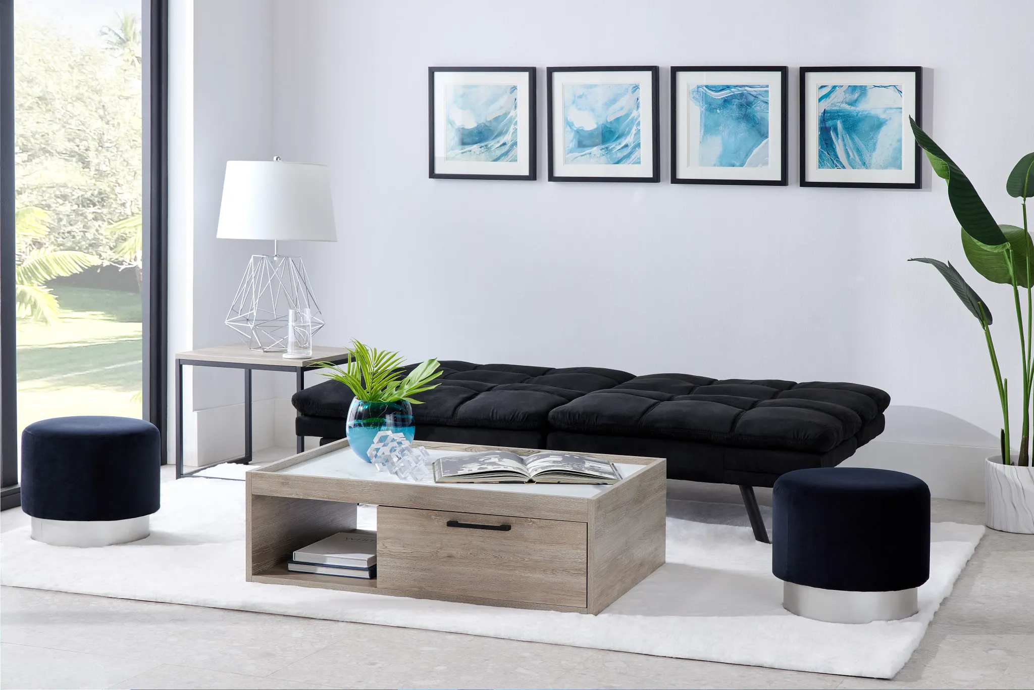 Bowie Black Micro Sofa Futon