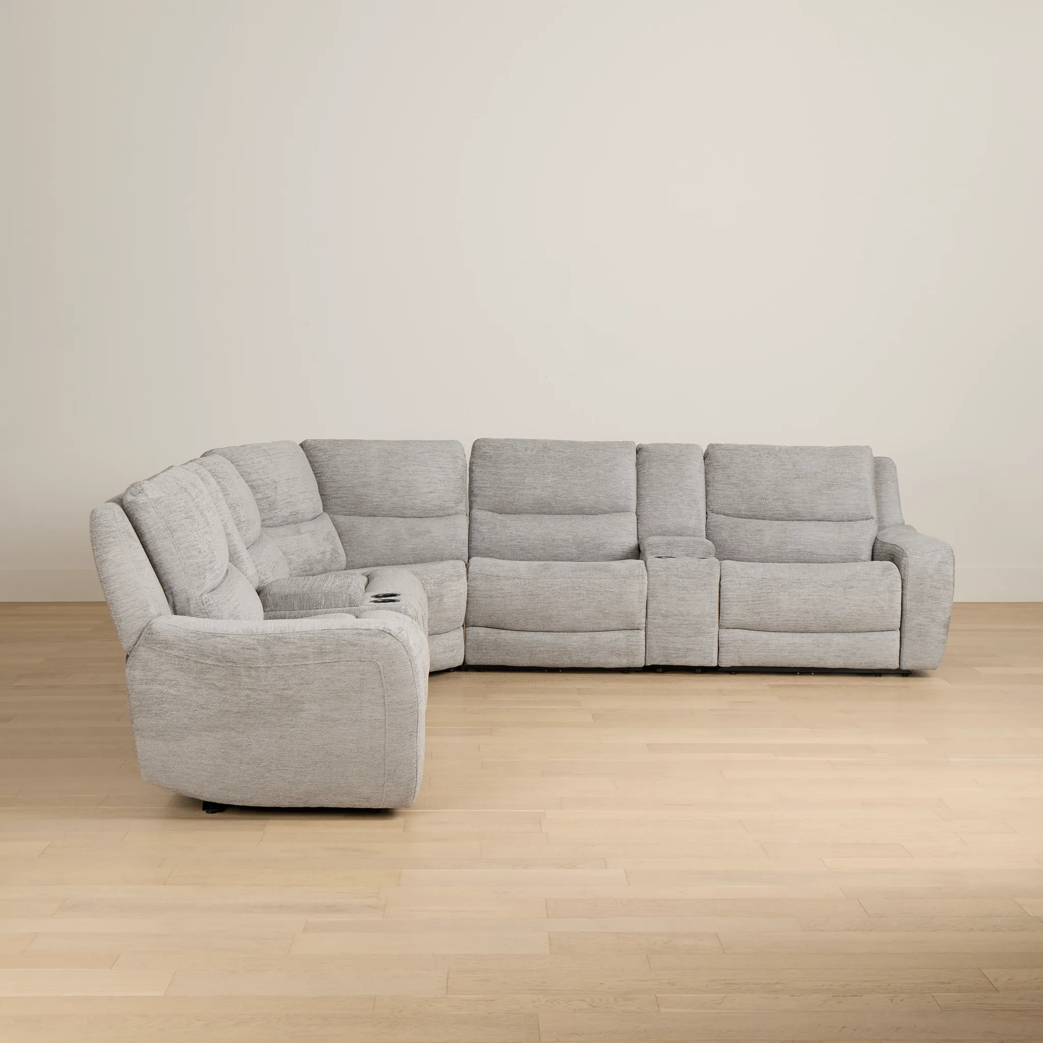 Bennett Gray Fabric Large Triple Power Reclining Two-arm Sectional