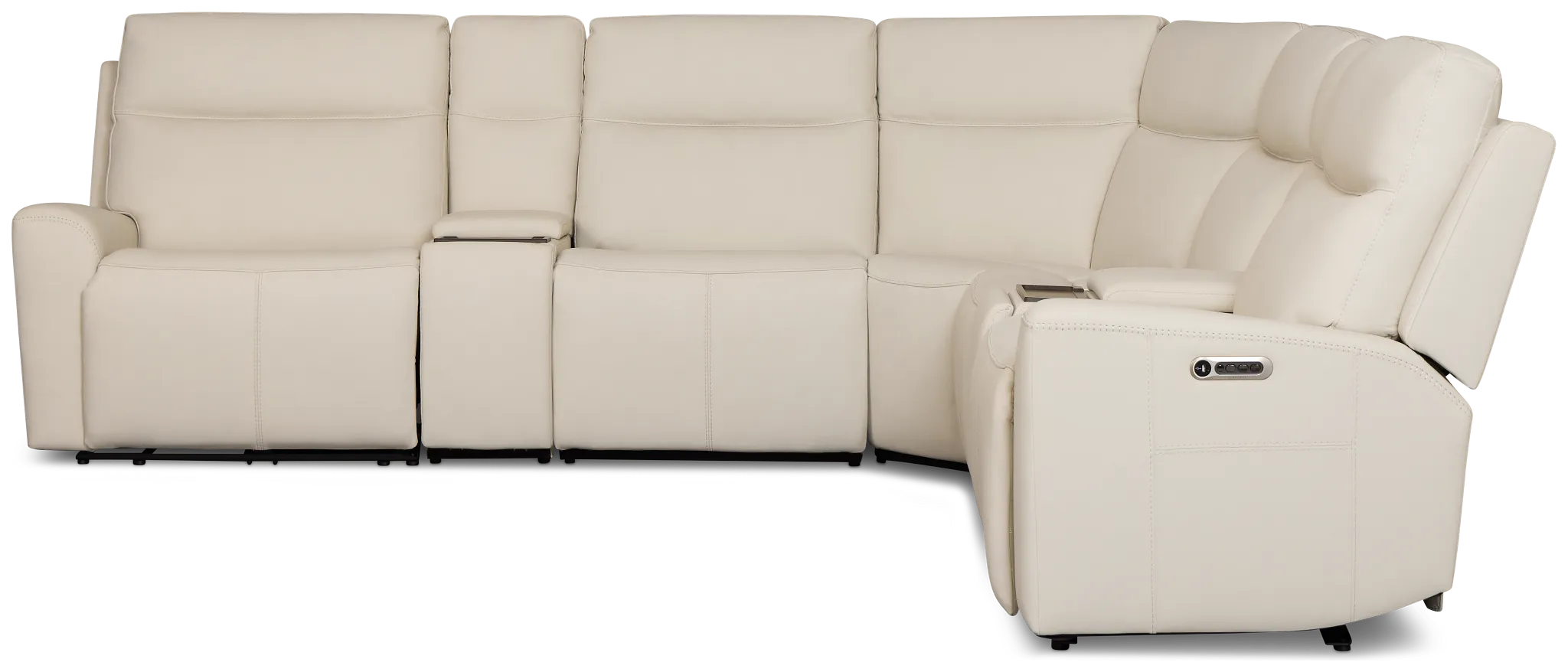 Flexsteel Sterling Ivory Lthr/vinyl Large Dual Power Reclining Two-arm Sectional