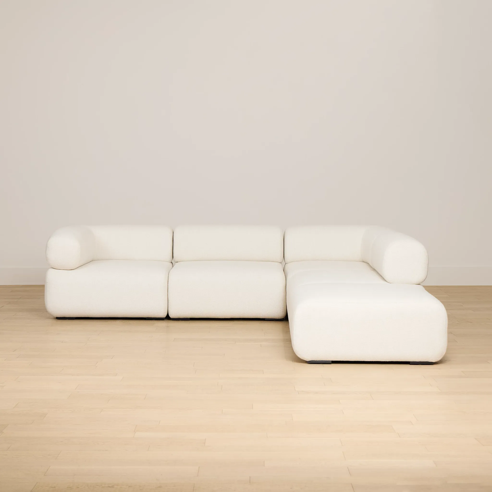 Celeste Light Beige Fabric 5-piece Right Facing Bumper Sectional