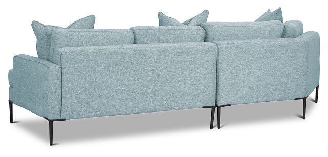 Morgan Teal Fabric Left-arm Cuddler Sectional With Metal Legs