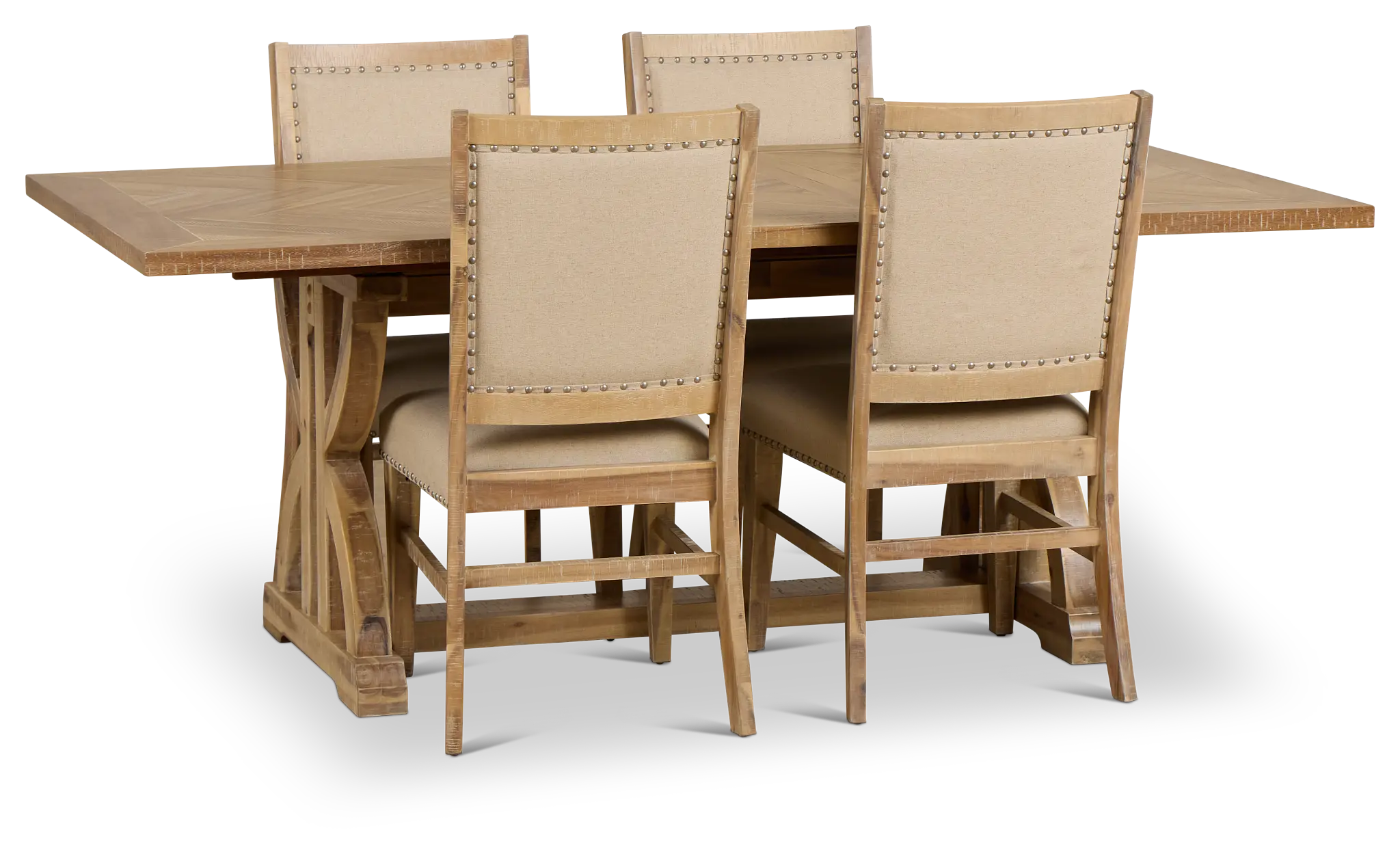 Joplin Light Tone Extension Rectangular Table & 4 Upholstered Chairs Joplin Light Tone Extension Rectangular Table & 4 Upholstered Chairs