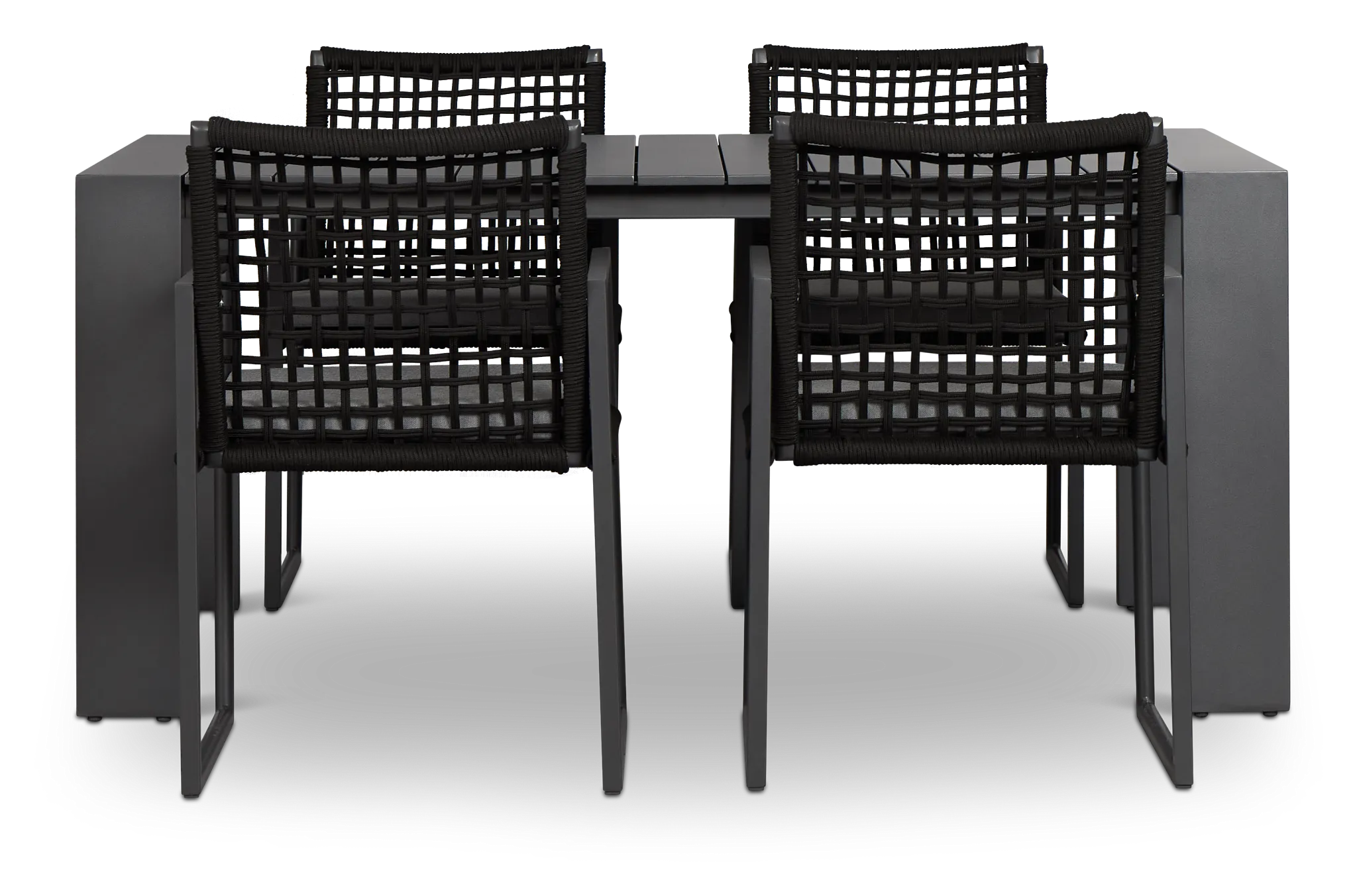 Sunrise Dark Gray 65" Rectangular Table & 4 Aluminum Arm Chairs