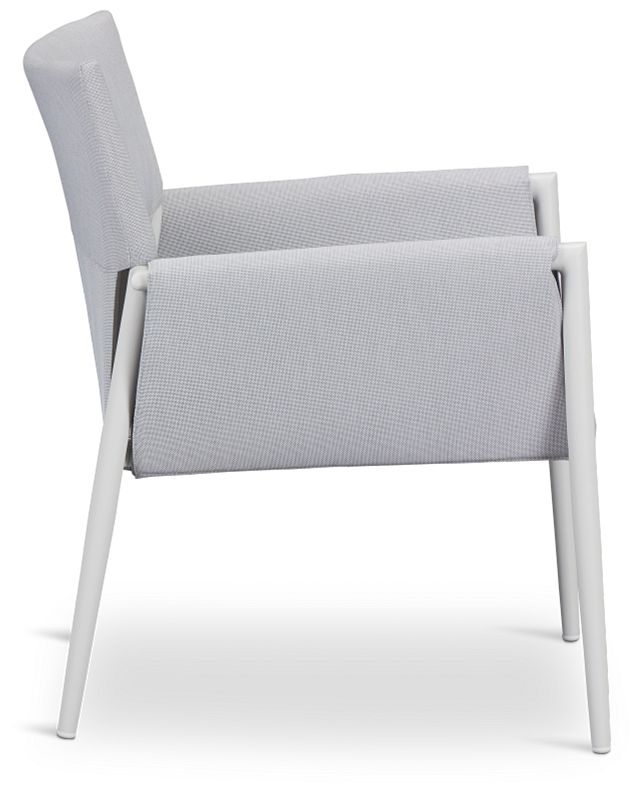 Barbados White Aluminum Sling Arm Chair