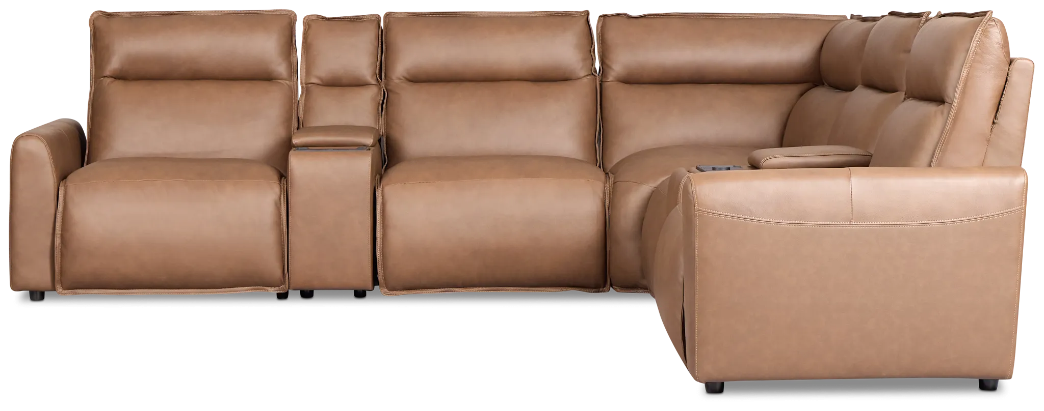 Edison Dark Brown Leather/vinyl Large Dual Power Reclining 2-arm Sectional
