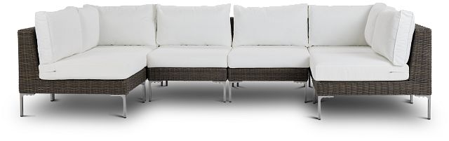 Tulum White Woven 6-piece Modular Sectional