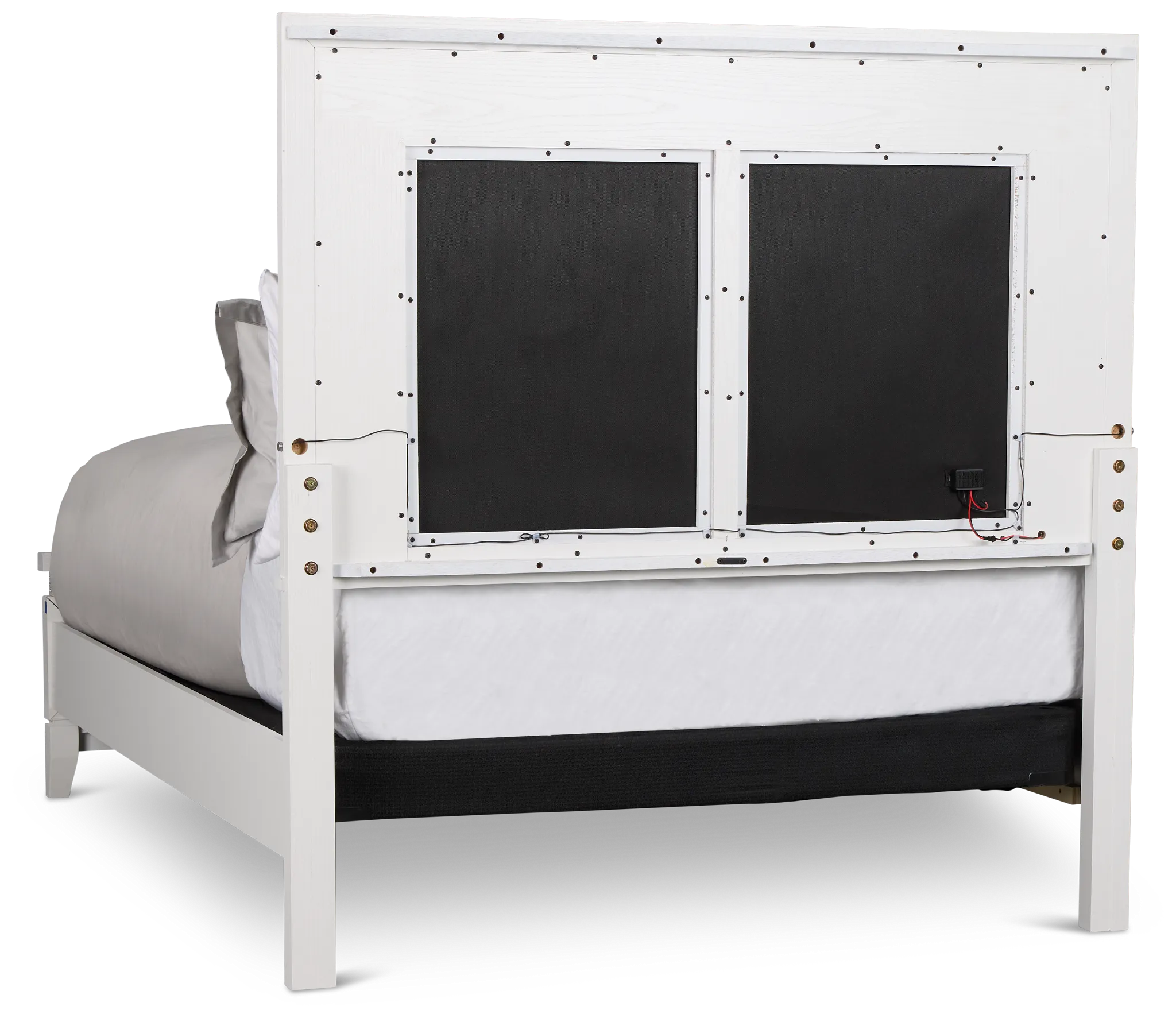 Alessandria White Uph Panel Bed With Lights