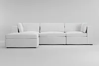 Destin Revenue White Fabric 4-piece Bumper Sectional