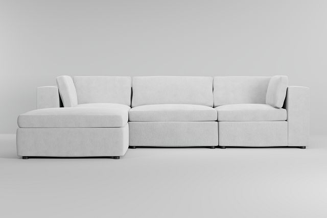 Destin Revenue White Fabric 4-piece Bumper Sectional