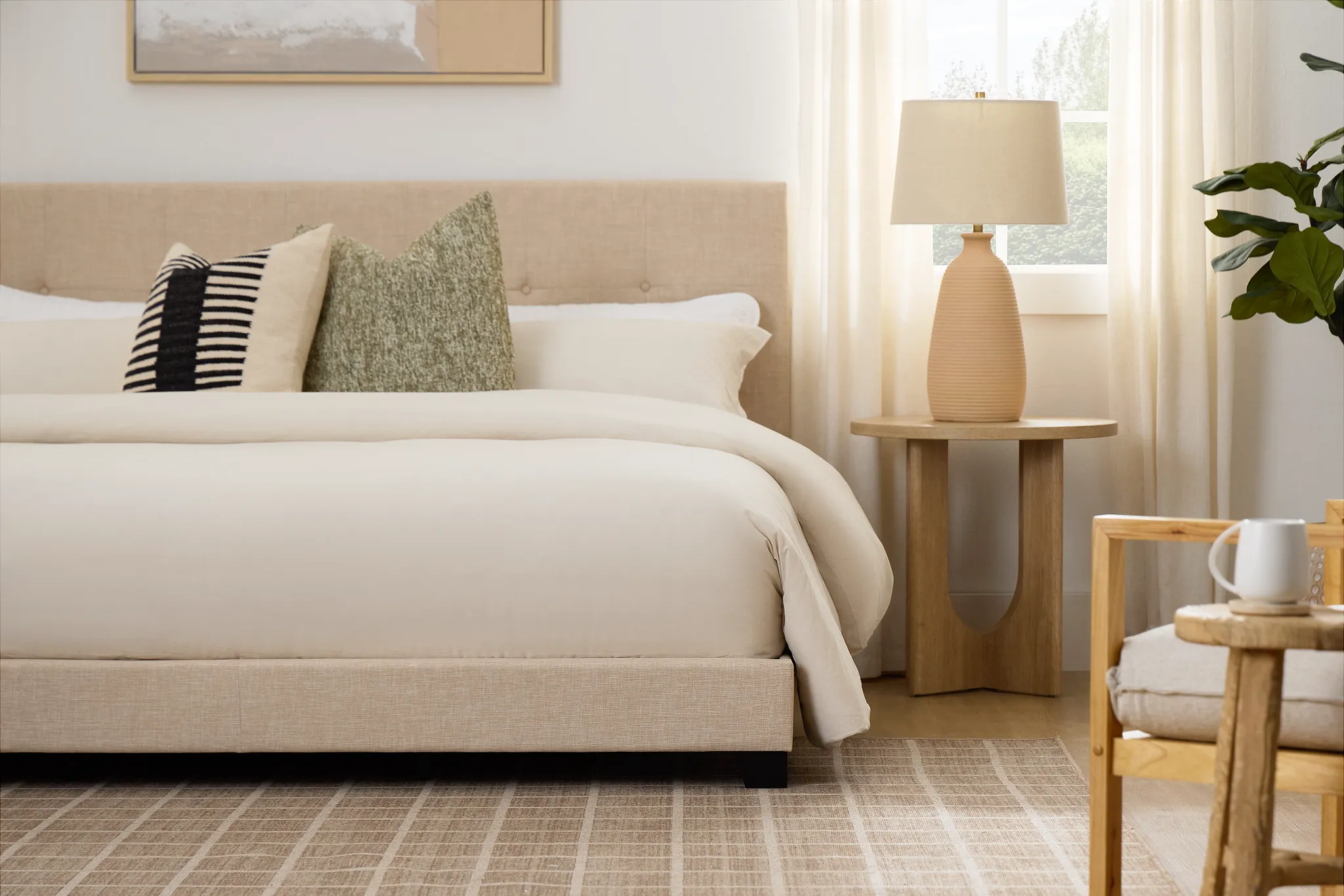 Flagler Beige Uph Panel Bed