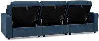 Addie Blue Fabric 3-piece Modular Storage Sofa