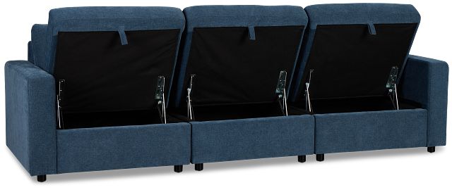 Addie Blue Fabric 3-piece Modular Storage Sofa