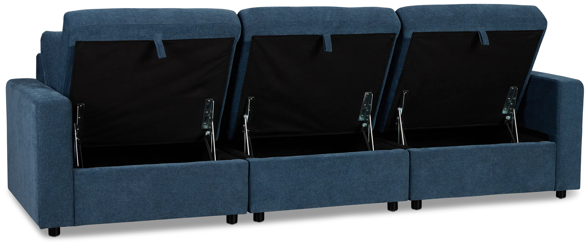 Addie Blue Fabric 3-piece Modular Storage Sofa