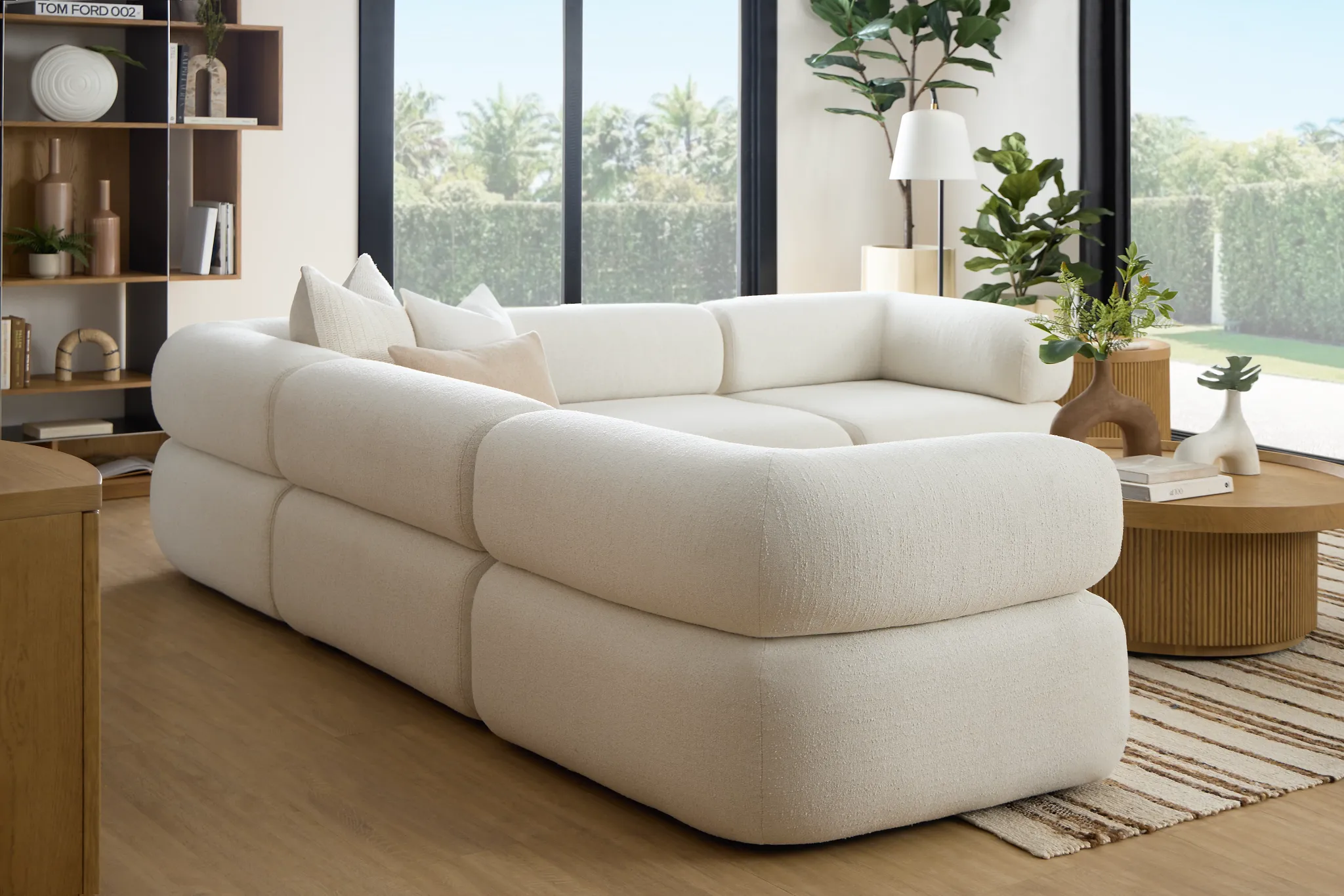 Celeste Light Beige Fabric 5-piece Modular Sectional